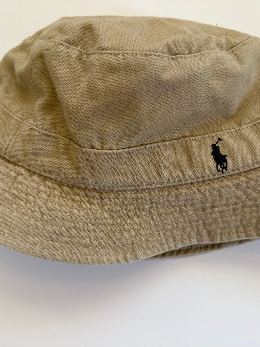 Polo by Ralph Lauren Khaki/Tan Bucket Hat with navy  Polo Logo - Picture 5 of 10